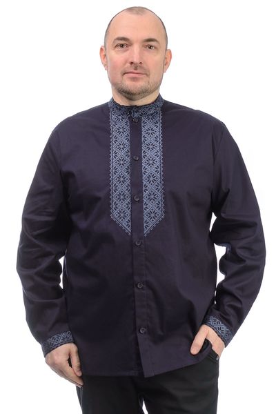 Котонова сорочка з вишивкою (темно-синій) 020074_54 фото