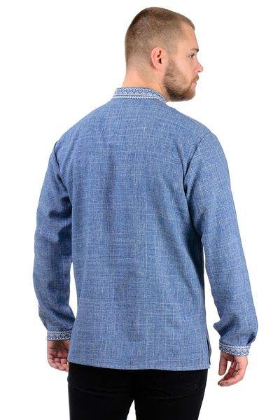 Мужская сорочка-вышиванка Орнамент (джинсовый) 020028_52 фото