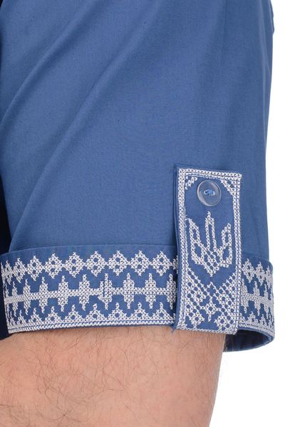 Вышиванка с коротким рукавом мужская (голубая с белой вышивкой) 020071_58 фото