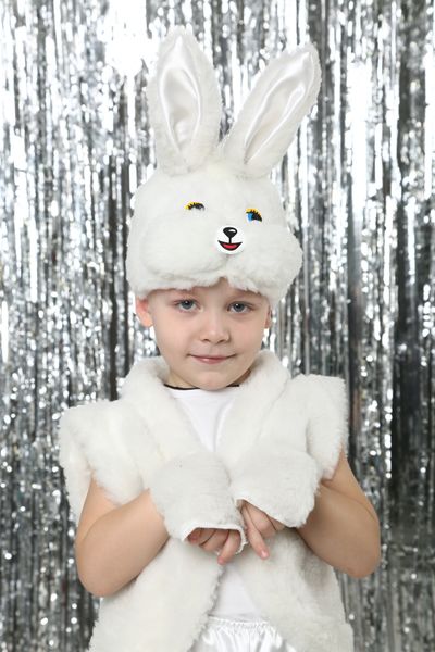 Детский новогодний костюм белого зайца rabbit фото