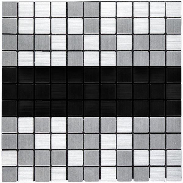 Самоклеющаяся алюминиевая плитка серебряная с чёрным мозаика 300х300х3мм SW-00001825 (D) 991943838 фото