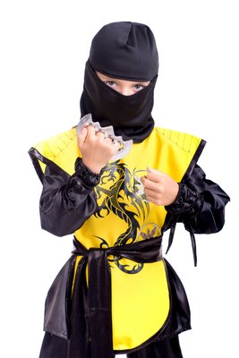 Детский карнавальный костюм нинзи желтый ninja yellow фото