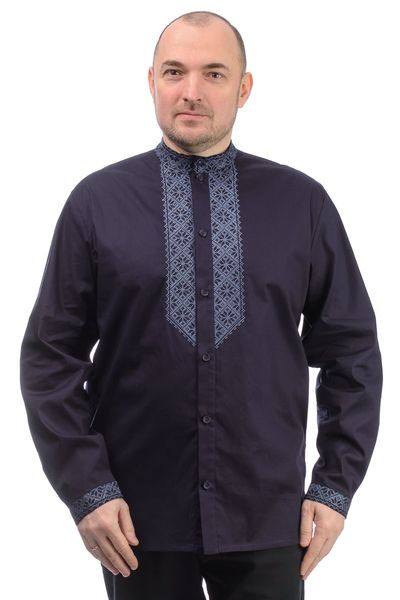 Коттоновая сорочка с вышивкой (темно-синий) 020074_54 фото
