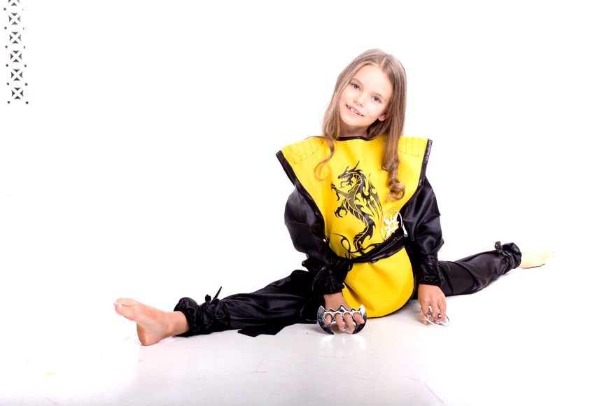 Костюм дитячий карнавальний нінзя жовтий ninja yellow фото