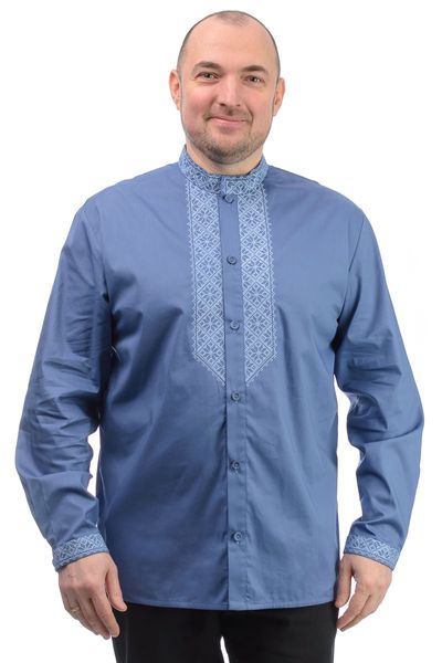 Коттоновая сорочка с вышивкой (голубой) 020075_54 фото