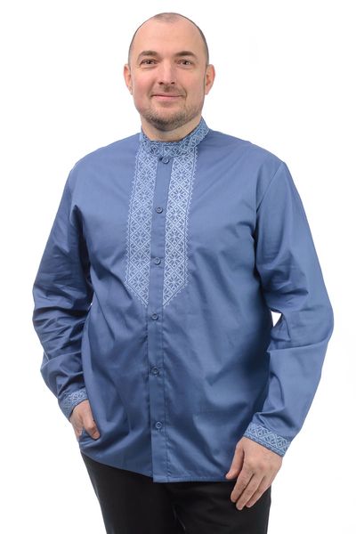 Коттоновая сорочка с вышивкой (голубой) 020075_54 фото